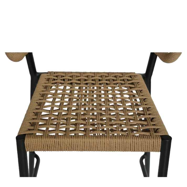 Σκαμπό Bar CEBU Μαύρο/Φυσικό Αλουμίνιο/Rattan 60x60x99cm