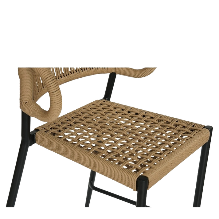 Σκαμπό Bar CEBU Μαύρο/Φυσικό Αλουμίνιο/Rattan 60x60x99cm