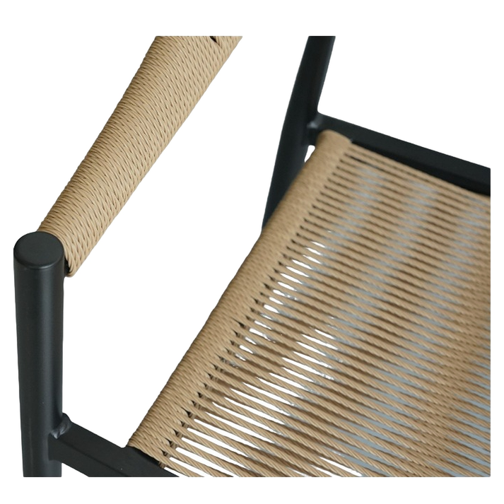Πολυθρόνα Κήπου MALINDI Μαύρο/Φυσικό Αλουμίνιο/Rattan 56x56x78cm