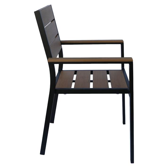 Πολυθρόνα Κήπου TOBAGO Μαύρο/Καρυδί Αλουμίνιο/Ξύλο 55x55x86cm