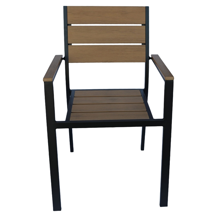 Πολυθρόνα Κήπου TOBAGO Μαύρο/Καρυδί Αλουμίνιο/Ξύλο 55x55x86cm