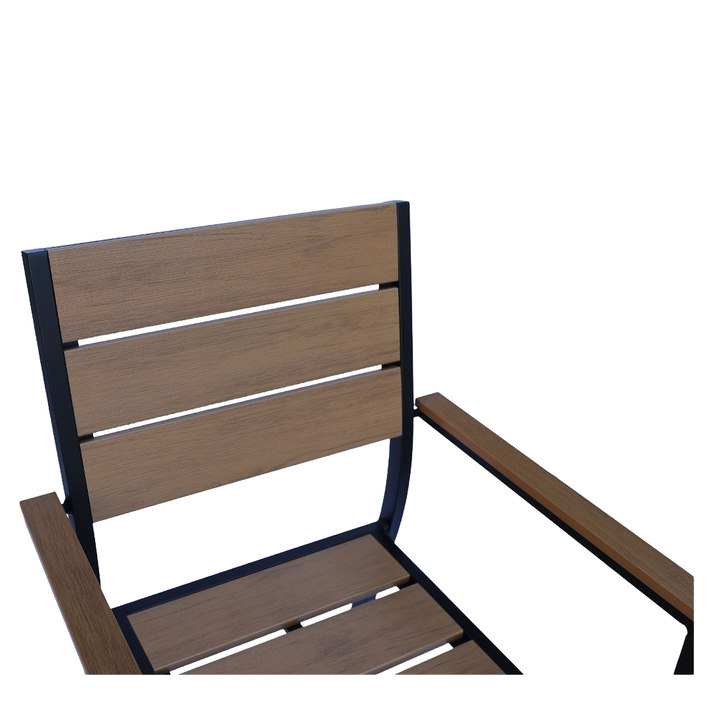 Πολυθρόνα Κήπου TOBAGO Μαύρο/Καρυδί Αλουμίνιο/Ξύλο 55x55x86cm