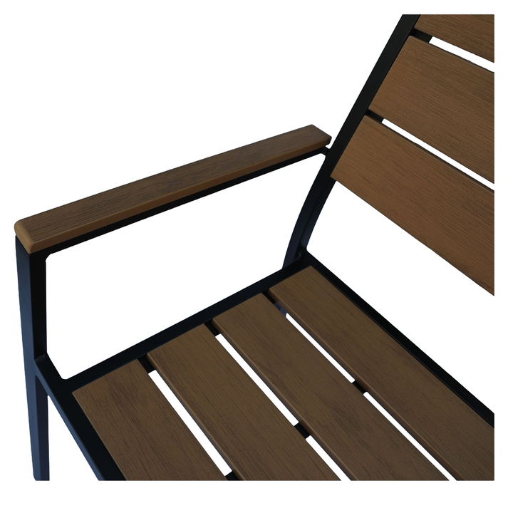 Πολυθρόνα Κήπου TOBAGO Μαύρο/Καρυδί Αλουμίνιο/Ξύλο 55x55x86cm