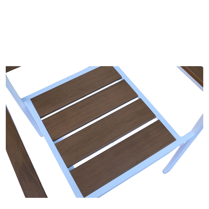 Πολυθρόνα Κήπου TOBAGO Λευκό/Καρυδί Αλουμίνιο/Ξύλο 55x55x86cm