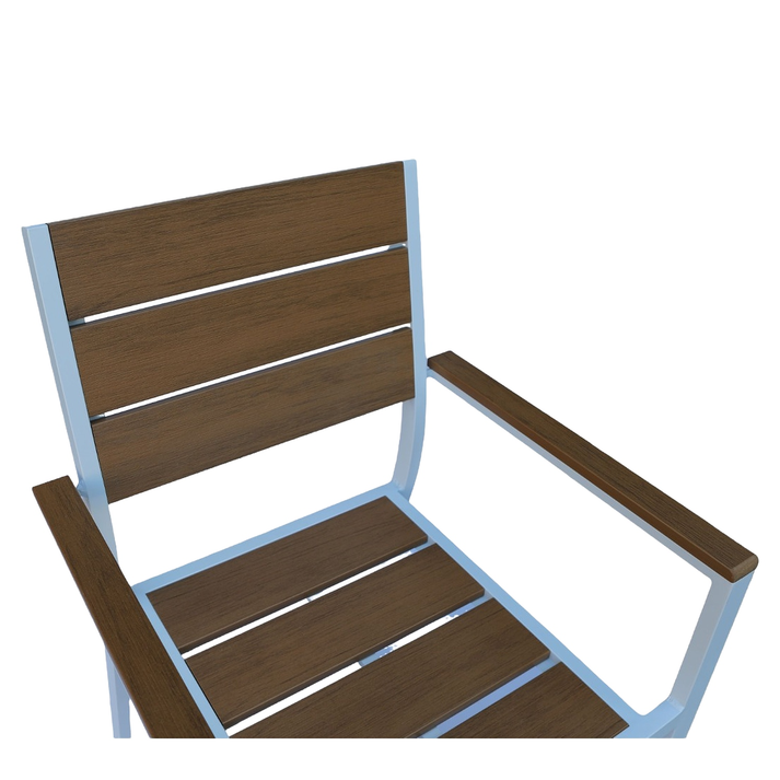 Πολυθρόνα Κήπου TOBAGO Λευκό/Καρυδί Αλουμίνιο/Ξύλο 55x55x86cm