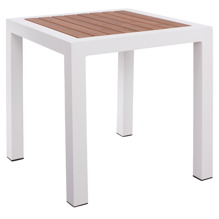 Τραπέζι Κήπου LOMBOK Λευκό/Καρυδί Αλουμίνιο/Polywood 45x45x45.5cm