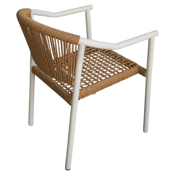 Πολυθρόνα Κήπου KINOSSA Λευκό/Φυσικό RATTAN Αλουμίνιο/Rattan 54x59x76cm