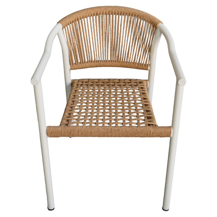Πολυθρόνα Κήπου KINOSSA Λευκό/Φυσικό RATTAN Αλουμίνιο/Rattan 54x59x76cm