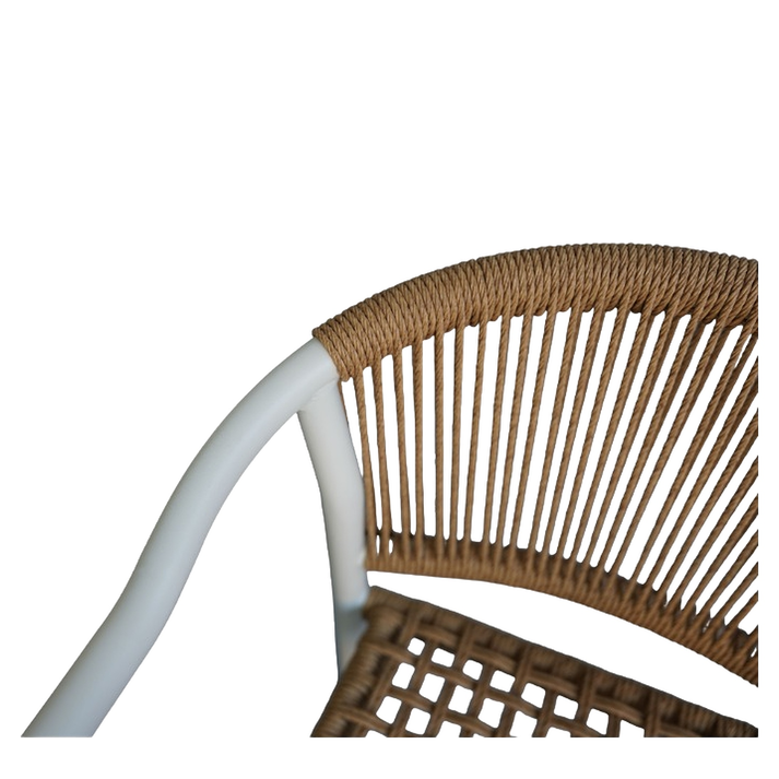 Πολυθρόνα Κήπου KINOSSA Λευκό/Φυσικό RATTAN Αλουμίνιο/Rattan 54x59x76cm