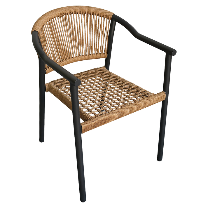 Πολυθρόνα Κήπου KINOSSA Ανθρακί/Φυσικό RATTAN Αλουμίνιο/Rattan 54x59x76cm