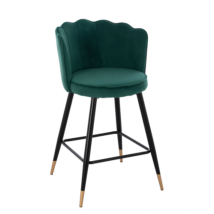 Σκαμπό Bar GESELL Με Πλάτη Πράσινο Βελούδο/Μέταλλο 50x50x90cm