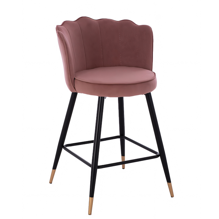 Σκαμπό Bar GESELL Με Πλάτη Σάπιο Μήλο Βελούδο/Μέταλλο 50x50x90cm