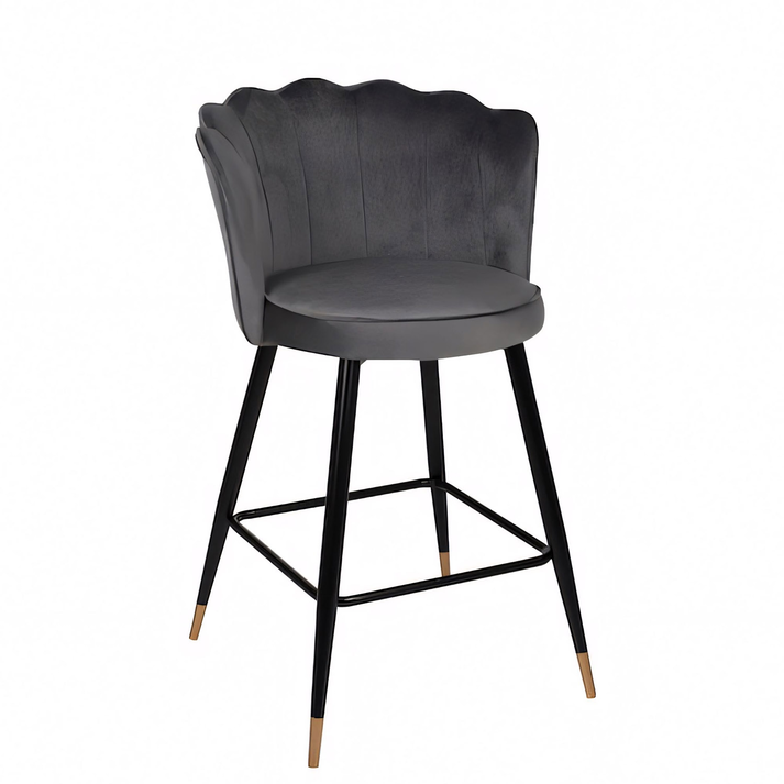 Σκαμπό Bar GESELL Με Πλάτη Γκρι Βελούδο/Μέταλλο 50x50x90cm