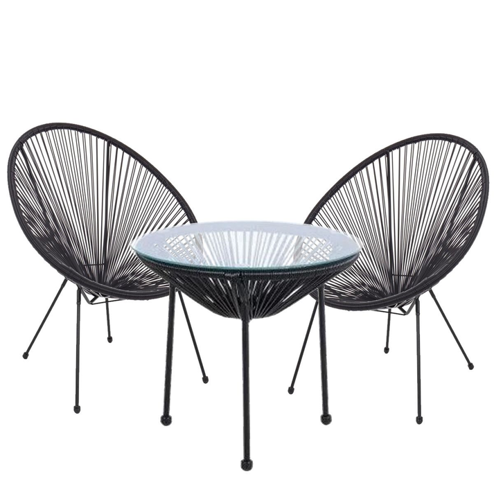 Σετ Τραπεζαρία Κήπου GANYMEDE Μέταλλο Μαύρο Με 2 Πολυθρόνες