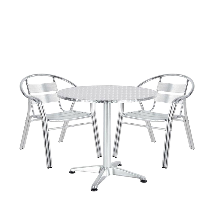 Σετ Τραπεζαρία Κήπου IO Αλουμίνιο Ασημί Με 2 Πολυθρόνες