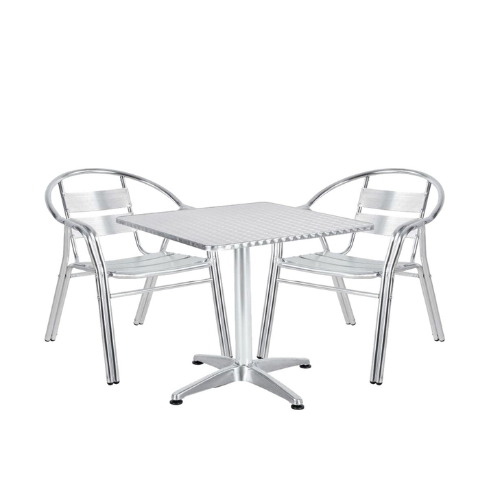 Σετ Τραπεζαρία Κήπου CALLISTO Αλουμίνιο Ασημί Με 2 Πολυθρόνες