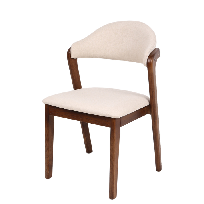 Καρέκλα Τραπεζαρίας ISMENE Μπεζ/Καρυδί Ξύλο/Ύφασμα 52.5x56x83cm