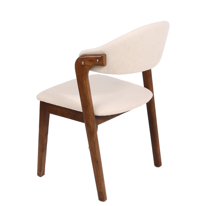 Καρέκλα Τραπεζαρίας ISMENE Μπεζ/Καρυδί Ξύλο/Ύφασμα 52.5x56x83cm