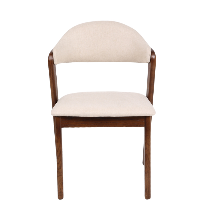 Καρέκλα Τραπεζαρίας ISMENE Μπεζ/Καρυδί Ξύλο/Ύφασμα 52.5x56x83cm