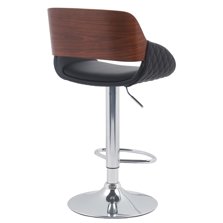 Σκαμπό Bar HAGEN Μαύρο/Καφέ Ξύλο/PU/Αλουμίνιο 52x51x89-110.5cm