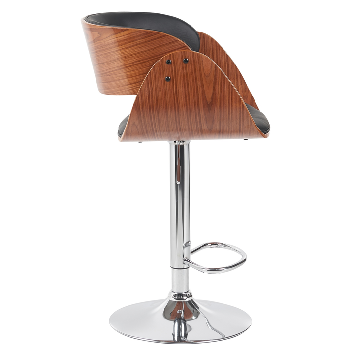 Σκαμπό Bar VORIAN Μαύρο/Καφέ Ξύλο/PU/Αλουμίνιο 52x55x87-108cm