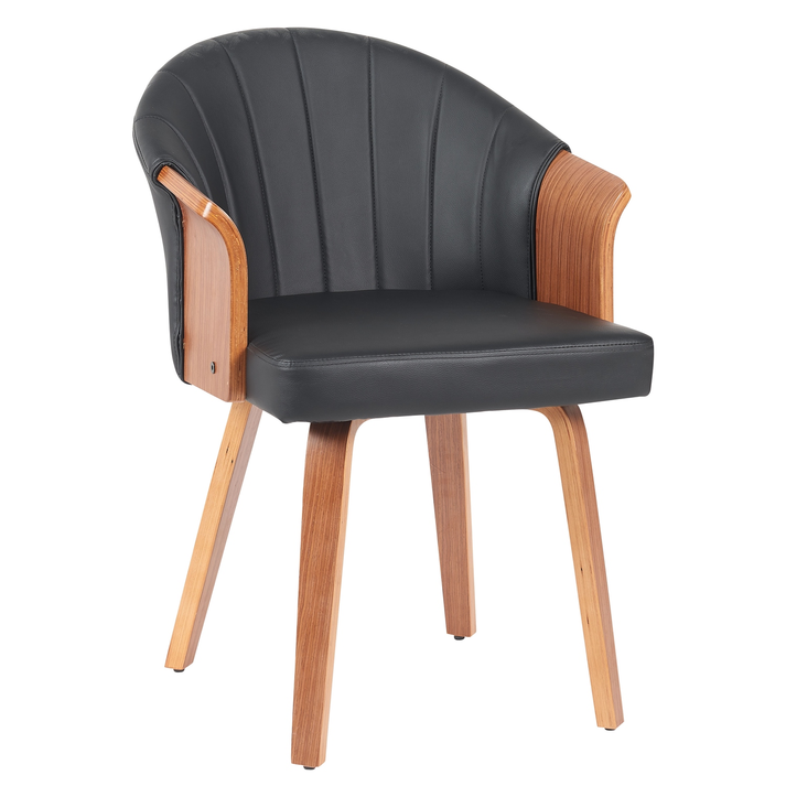 Καρέκλα Τραπεζαρίας CASSIAN Μαύρο/Καφέ Ξύλο/PU 55x58x78cm