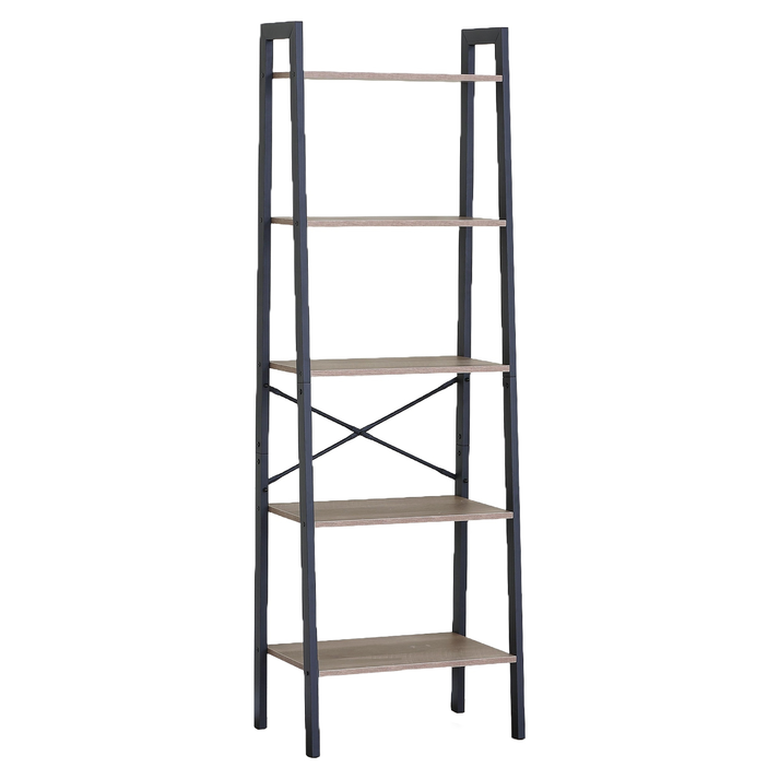 Ραφιέρα TARNOX Με 5 Ράφια Δρυς/Μαύρο MDF/Μέταλλο 56x37.8x172.2cm