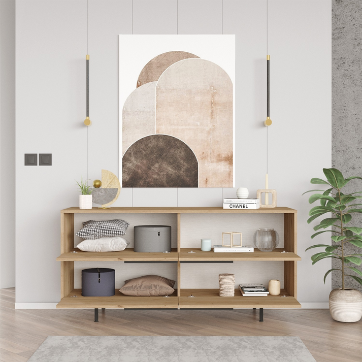 Κονσόλα CARTMEL Φυσικό Μοριοσανίδα/Μέταλλο 44.5x160x74.3cm