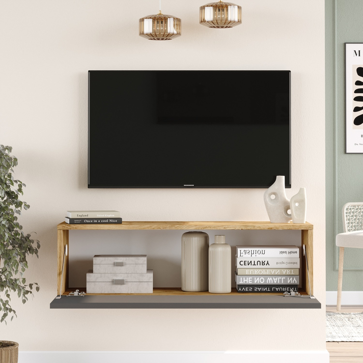 Έπιπλο Τηλεόρασης INVERIE Πεύκο/Ανθρακί Μοριοσανίδα 100x31.6x29.6cm