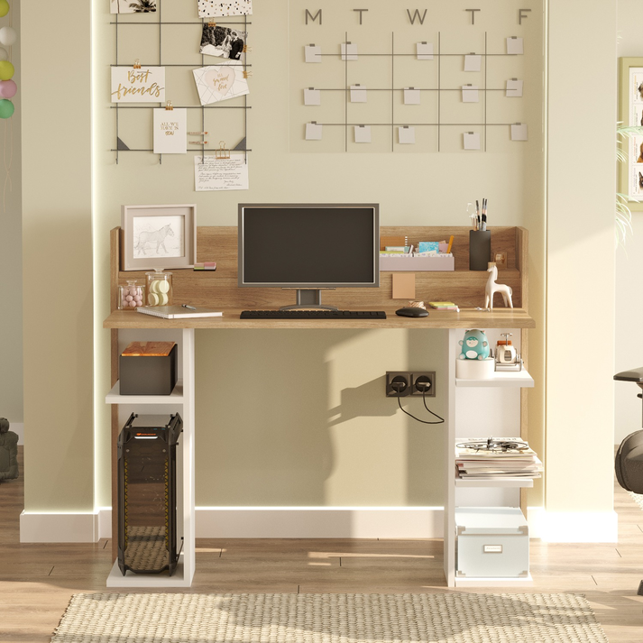 Γραφείο FIFE Φυσικό/Λευκό Μοριοσανίδα/Μελαμίνη 124x58x98cm