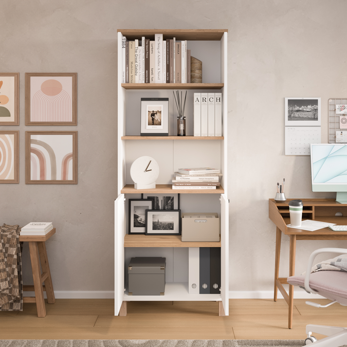 Βιβλιοθήκη BRAGI Λευκό/Φυσικό Μοριοσανίδα 69.5x32x180 cm