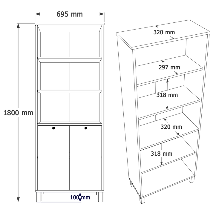 Βιβλιοθήκη BRAGI Λευκό/Φυσικό Μοριοσανίδα 69.5x32x180 cm