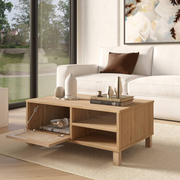 MUSPEL Natural Chipboard/Rattan Coffee Table 90x60x38.6 cm