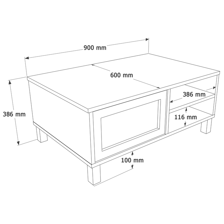 MUSPEL Natural Chipboard/Rattan Coffee Table 90x60x38.6 cm