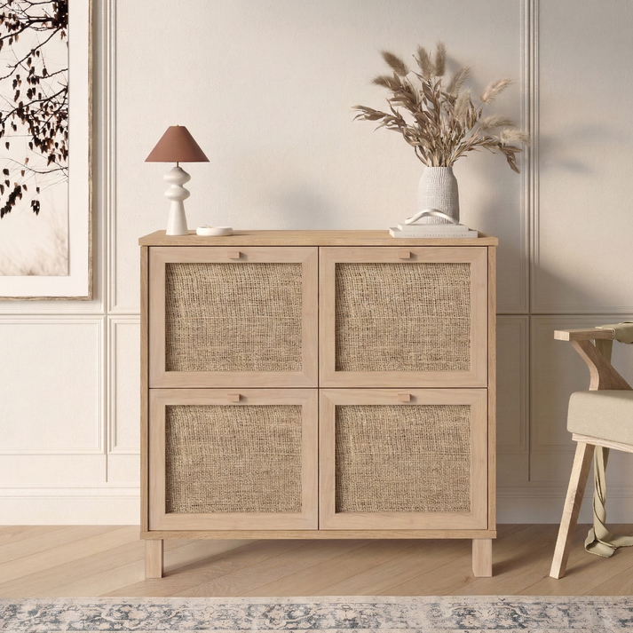AESIR console table natural particle board/rattan 90x35x85.2 cm