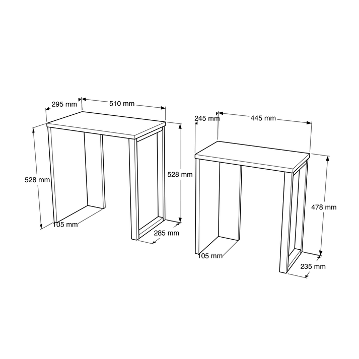 Βοηθητικά Τραπεζάκια PERCIVAL Λευκό/Μαύρο 51x29.5x52.8cm