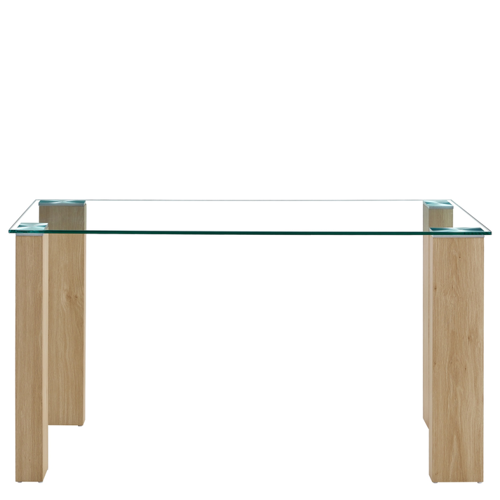 Τραπέζι Τραπεζαρίας ASHMOOR Φυσικό Γυαλί/Ξύλο 140x80x75cm