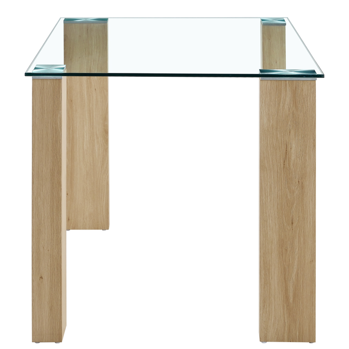 Τραπέζι Τραπεζαρίας ASHMOOR Φυσικό Γυαλί/Ξύλο 140x80x75cm