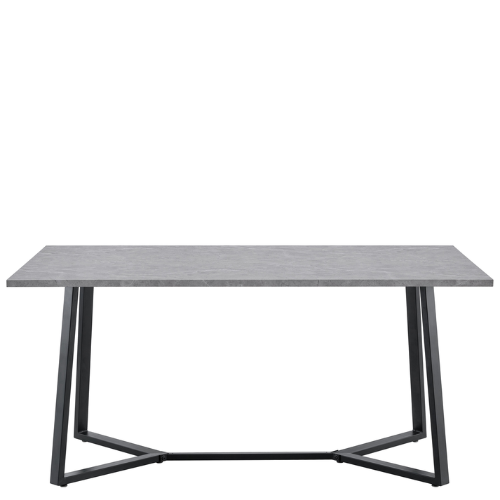 Τραπέζι Τραπεζαρίας DUNSMERE Γκρι Μάρμαρο/Μαύρο Μέταλλο/Μοριοσανίδα 160x90x75cm