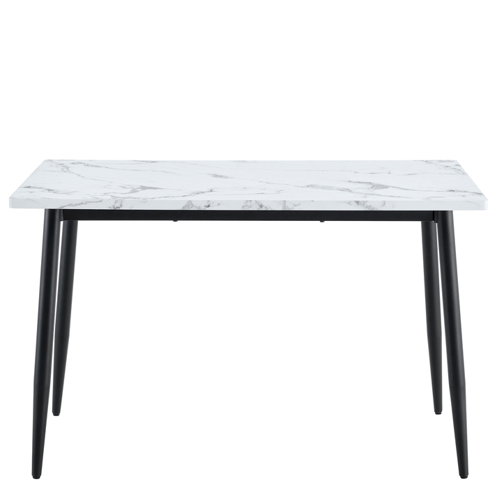 Τραπέζι Τραπεζαρίας IRWELL Λευκό Μάρμαρο/Μαύρο Μέταλλο/Μοριοσανίδα 120x80x75cm