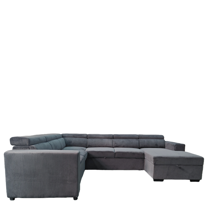 Καναπές Γωνιακός AVELON Γκρι Σκούρο Ύφασμα/Ξύλο 249x312x82cm