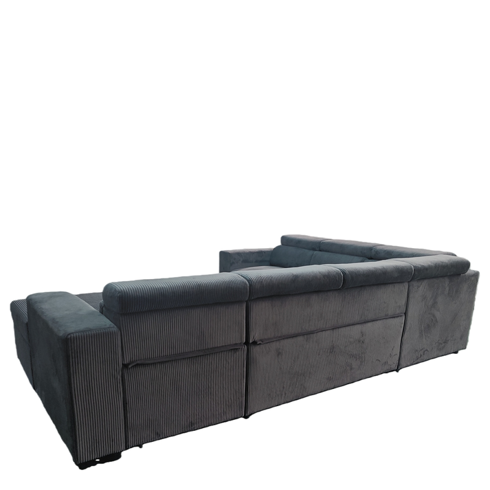 Καναπές Γωνιακός AVELON Γκρι Σκούρο Ύφασμα/Ξύλο 249x312x82cm