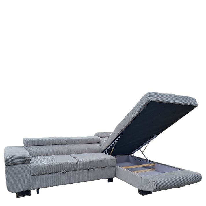 Καναπές Γωνιακός LUZANO Γκρι Ανοιχτό Ύφασμα/MDF 277x203x100cm