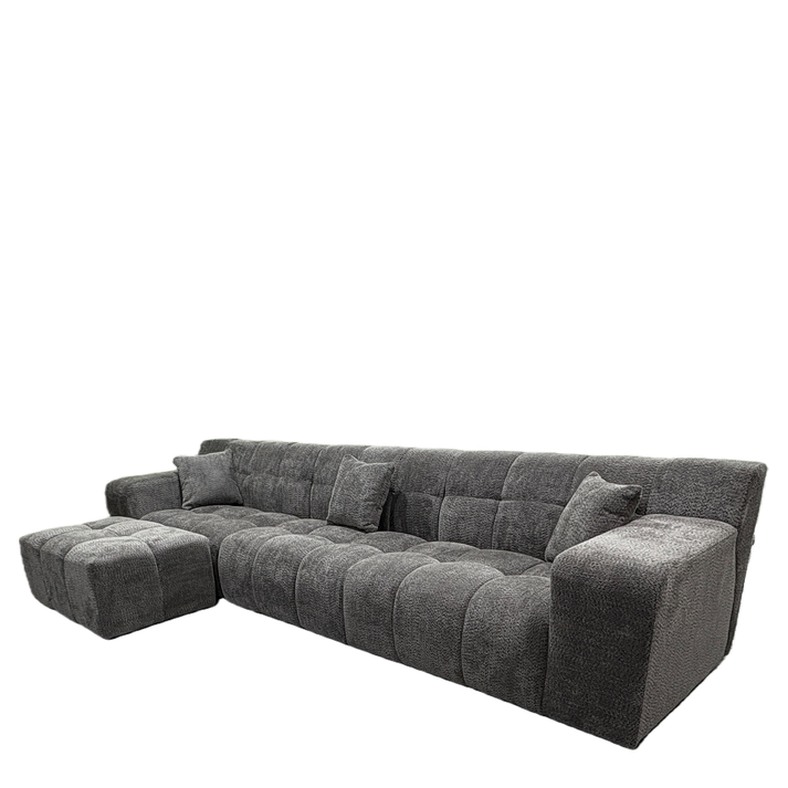 Καναπές Γωνιακός ORVELLA Γκρι Ύφασμα 363x194x80cm