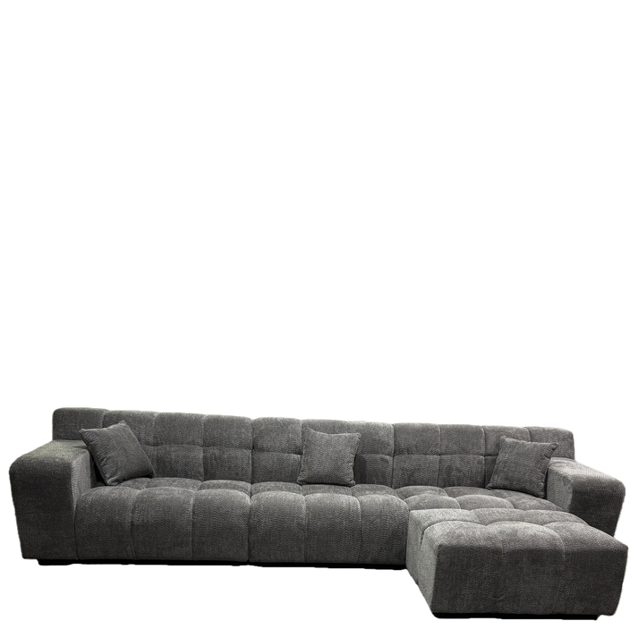 Καναπές Γωνιακός ORVELLA Γκρι Ύφασμα 363x194x80cm
