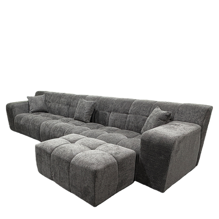 Καναπές Γωνιακός ORVELLA Γκρι Ύφασμα 363x194x80cm