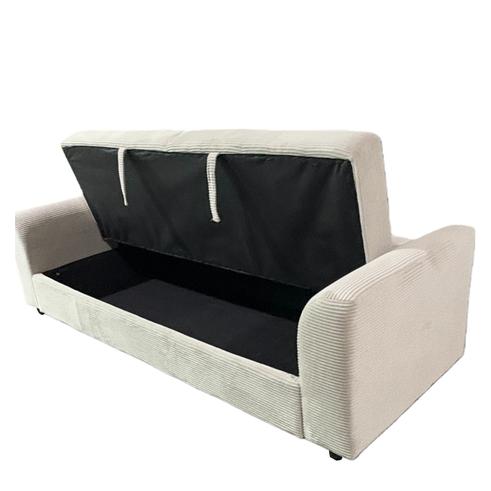 Καναπές Κρεβάτι VALMERO Μπεζ Ύφασμα/Ξύλο 216x85x85cm