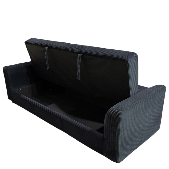 Καναπές Κρεβάτι VALMERO Μαύρο Ύφασμα/Ξύλο 216x85x85cm