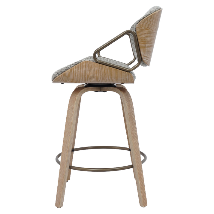 Σκαμπό Bar MIRALIS Ανοιχτό Γκρι/Φυσικό 52x52x93cm
