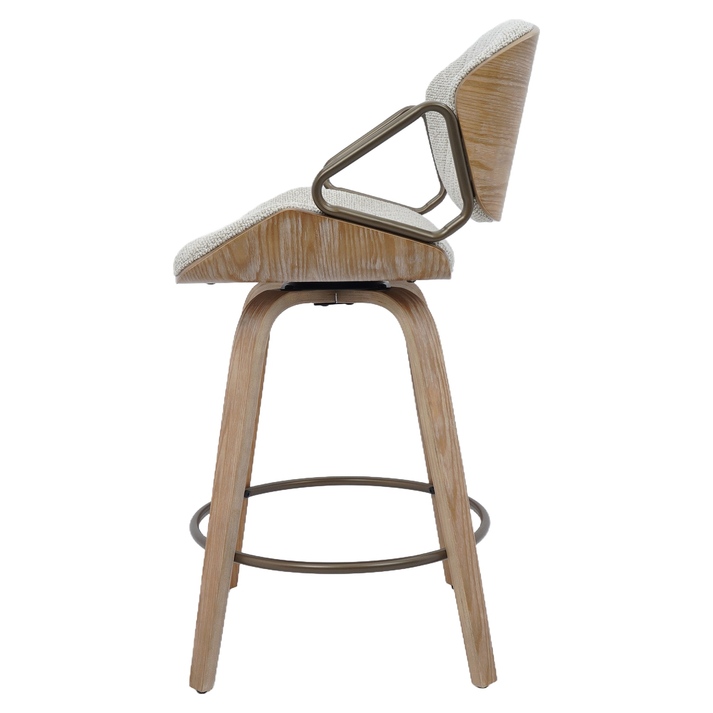 Σκαμπό Bar MIRALIS Μπεζ/Φυσικό 52x52x93cm